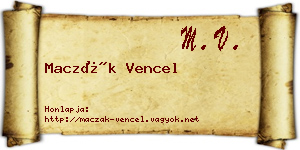 Maczák Vencel névjegykártya